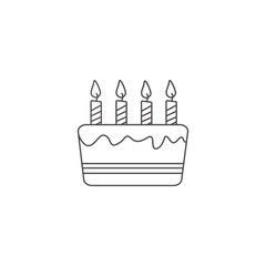 birthday cake icon vector. black graphics on white background.