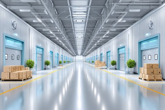 A retail warehouse filled with inventory and team members organizing items