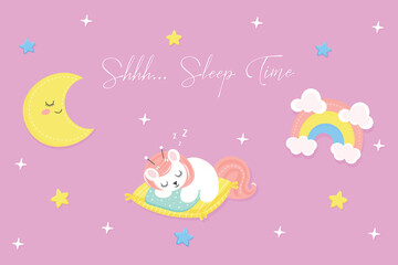 sleep time flat vector illustration in pastel colors.