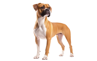Focused Boxer Dog in Training Class Demonstrating Alertness and Discipline isolated on white background PNG