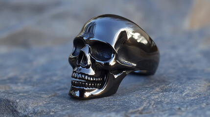 Polished Skull Ring on Stone