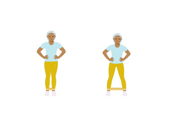 a women doing Side Steps exercise - Flat illustration on white background.