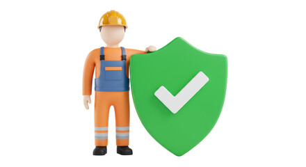 Isolated Man with safety tools and shield
