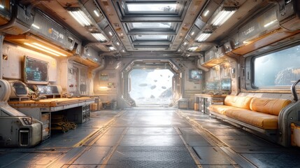Fototapeta premium Exploring the Boundless Universe: A Cozy Room for Thinking About Space and Technology Innovations