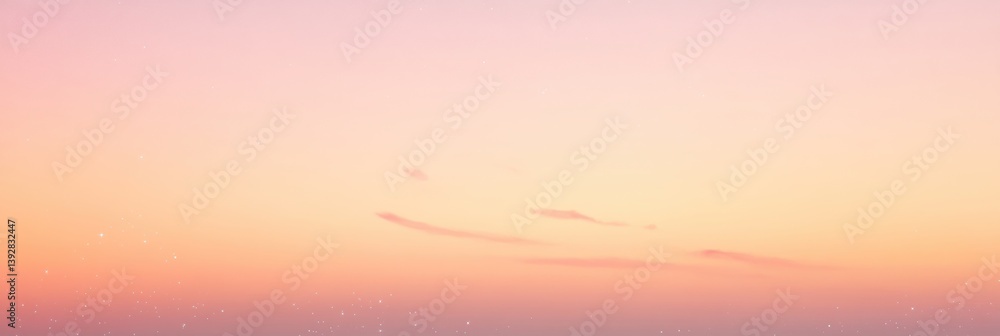 Poster dreamy gradient sky in hues of peach and lavender with scattered stars creating a serene backdrop fo