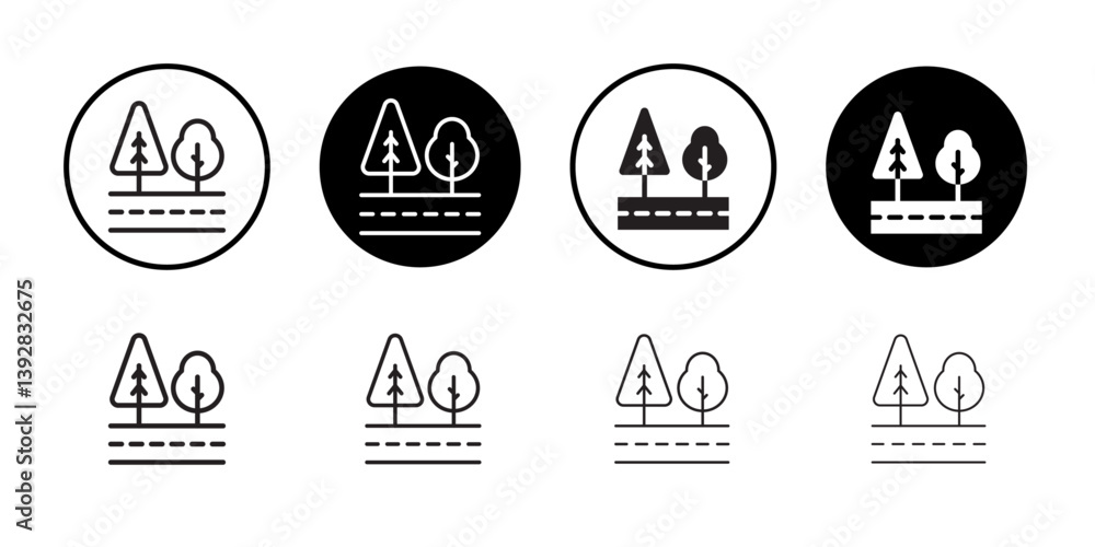 Poster road on landscape icon vector logo set collection for web app ui