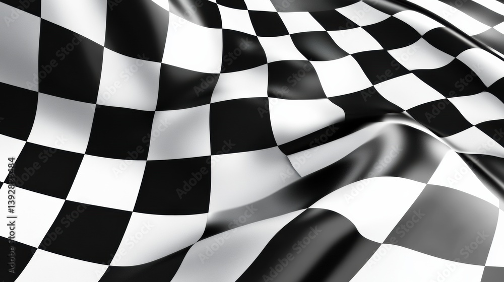 Poster Bold black and white diagonal stripes and checkerboard pattern create a striking graphic background for dynamic visual presentations in modern design