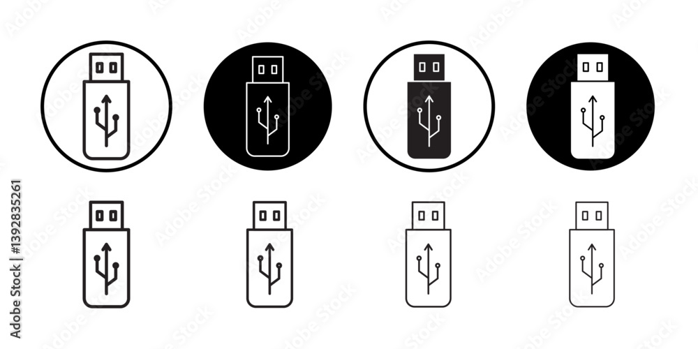 Poster usb stick icon vector logo set collection for web app ui