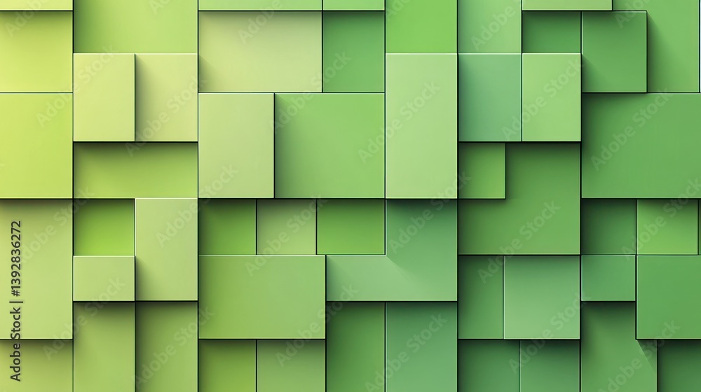 Poster abstract green cube pattern background.