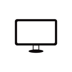 computer icon vector black computer with blank white screen isolated on withe background