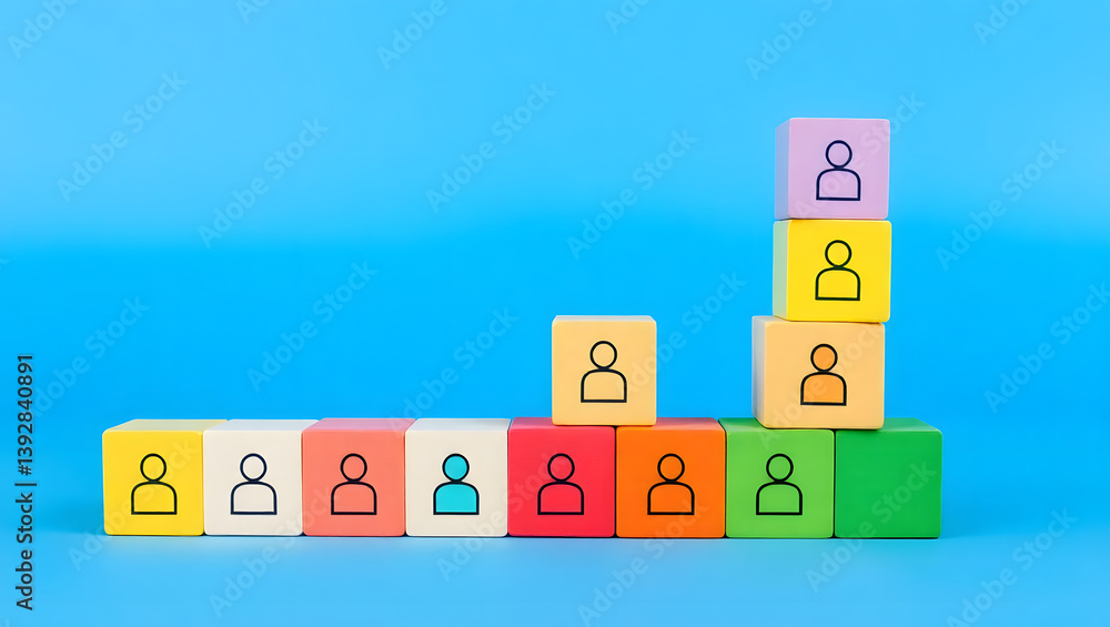 Poster colorful blocks representing organizational structure and hierarchy