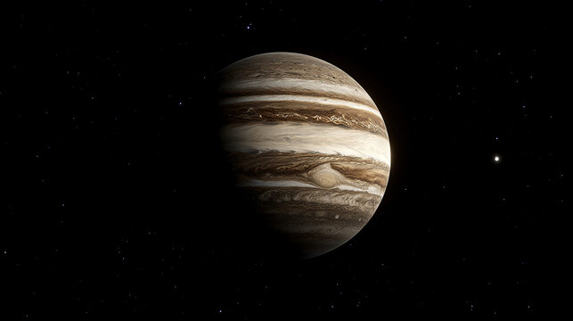 Jupiter's Majesty: Stunning Planetary View, Outer Space Exploration, Gas Giant Wonder, Celestial Art, Cosmic Journey, Solar System Beauty, Astronomical Vision.
- Powered by Adobe