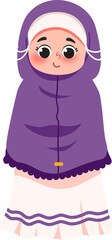 Muslim Kid Wearing Hijb to Praying Shalat for Kid Education Illustration