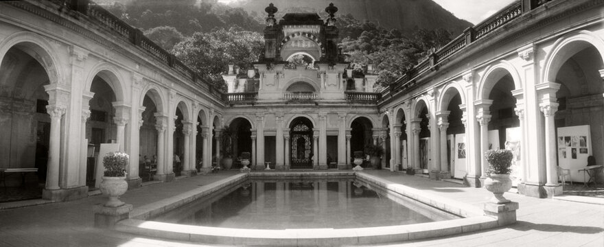 Courtyard of a mansion, Parque Lage, Jardim Botanico, Corcovado, Rio de Janeiro, Brazil.