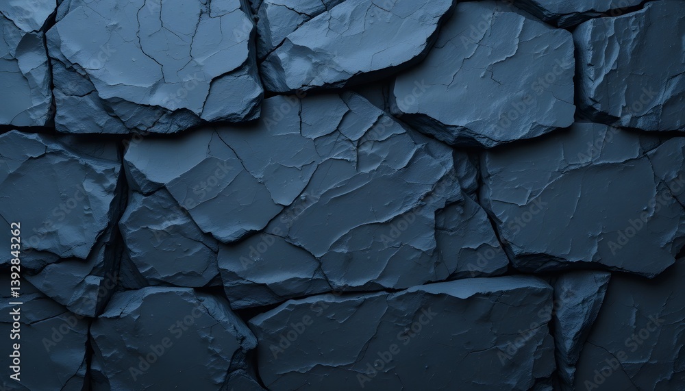 Poster dark blue stone texture. rough slate background. overlapping stone pieces create natural depth. idea