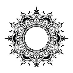 decorative frame with floral ornament and round mandala