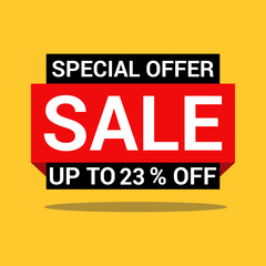 23 Percentage special offer sale a bright yellow background vector icon illustration.