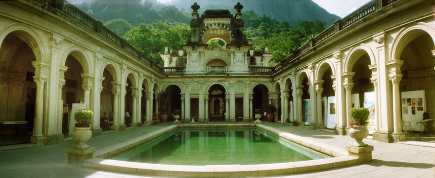 Courtyard of a mansion, Parque Lage, Jardim Botanico, Corcovado, Rio de Janeiro, Brazil.