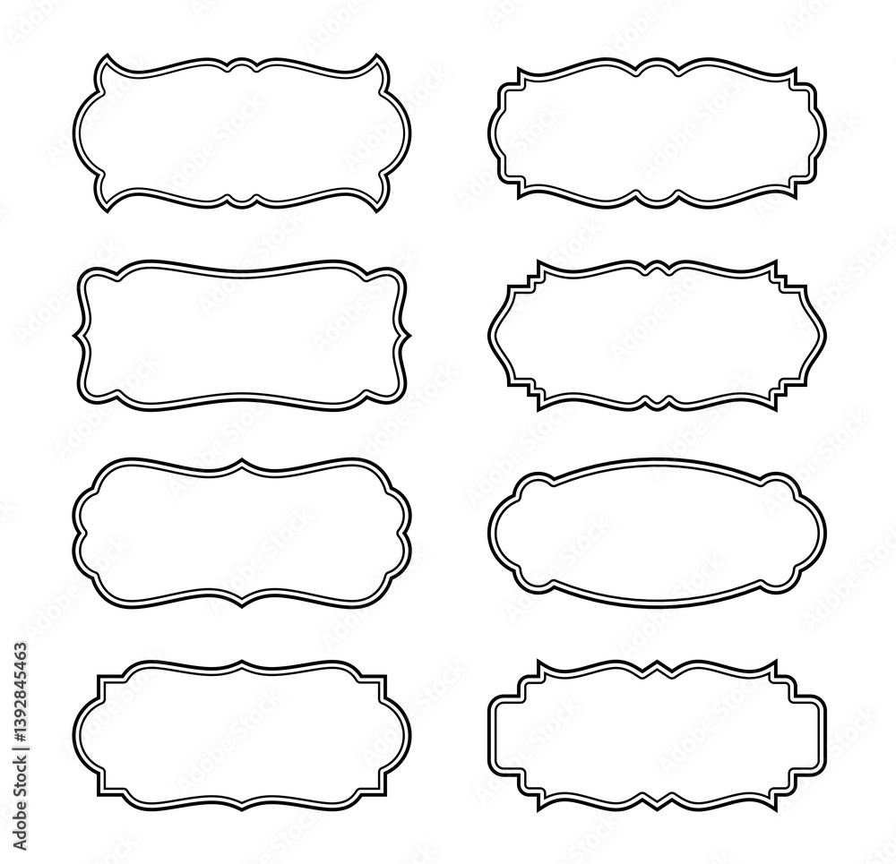 Poster a set of simple vintage style frames, invitation labels, frame icons to fill text