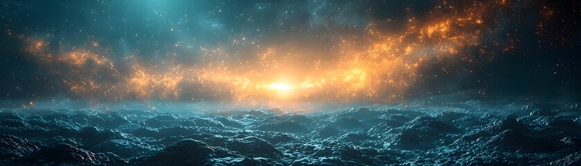 Fototapeta premium A glowing schoolhouse radiates light through a peaceful rural village