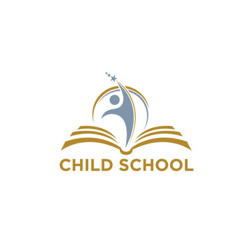 Modern Kindergarten Logo Design Vector Childcare Nursery and Education Themes