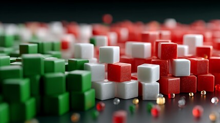 Obraz premium Arrangement of Colorful Cubes Green, White, and Red Italian Flag