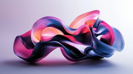 Fototapeta premium Abstract sculpture of flowing, colorful ribbons creating a dynamic, layered form with a glossy finish