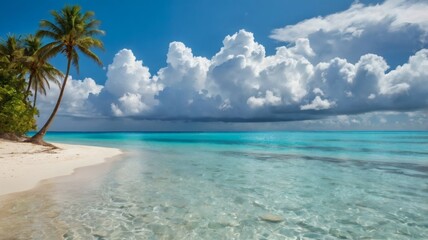 tropical beach with palm trees