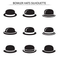 Stylish Bowler Hat Silhouettes - Collection of Classic Headwear Designs
