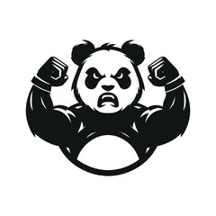 Aggressive Panda  Vector Icon Isolated on White