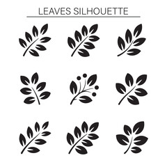 Silhouettes of Various Leaves - Botanical Art in Black and White