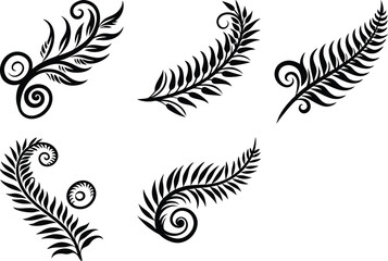 fern leaf swirl silhouette set © Rani