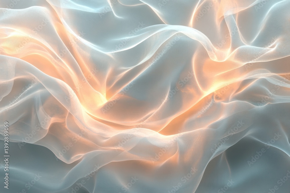 Poster soft fabric flowing gently with warm light creating an ethereal atmosphere