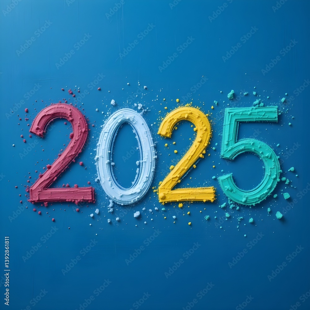Fototapete 2025 숫자 아트 디자인 – 기호와 도형이 어우러진 미술적 표현(2025 vector number design – celebration-inspired symbolic art)