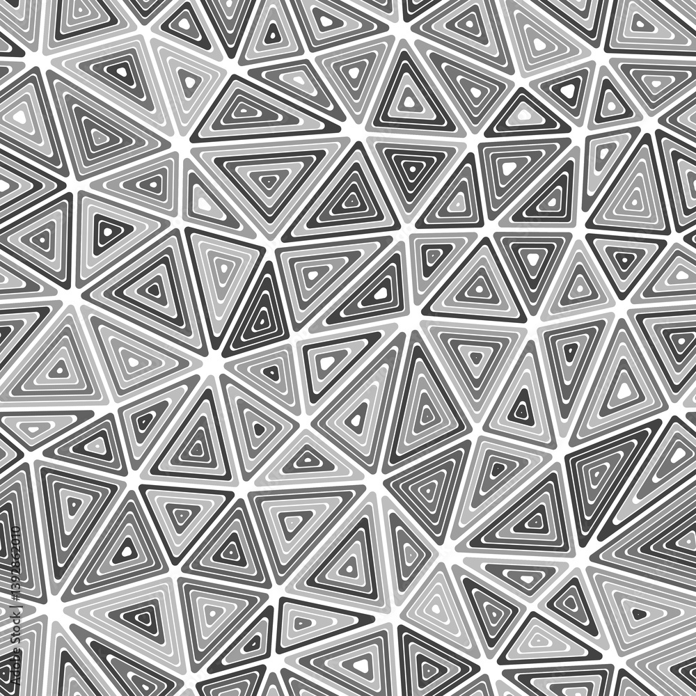 Poster vector seamless pattern. multiple repeated inner triangles. medium shape size. mono tone colored sty