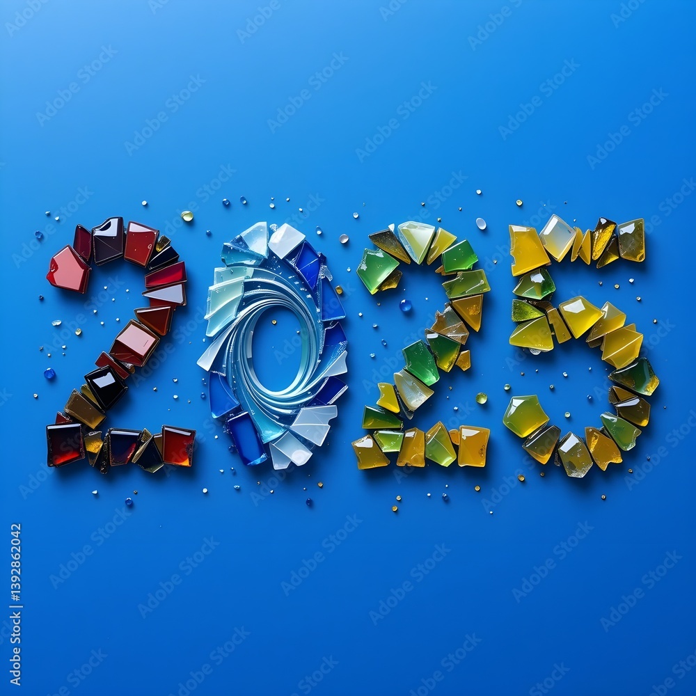 Fototapete 2025 숫자 아트 디자인 – 기호와 도형이 어우러진 미술적 표현(2025 vector number design – celebration-inspired symbolic art)