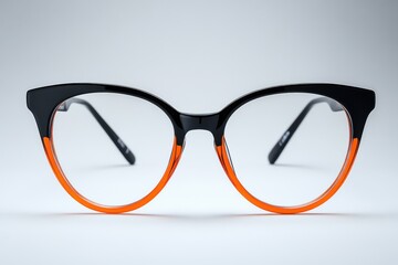Chic cat-eye glasses with black and orange accents enhancing contemporary style and individuality