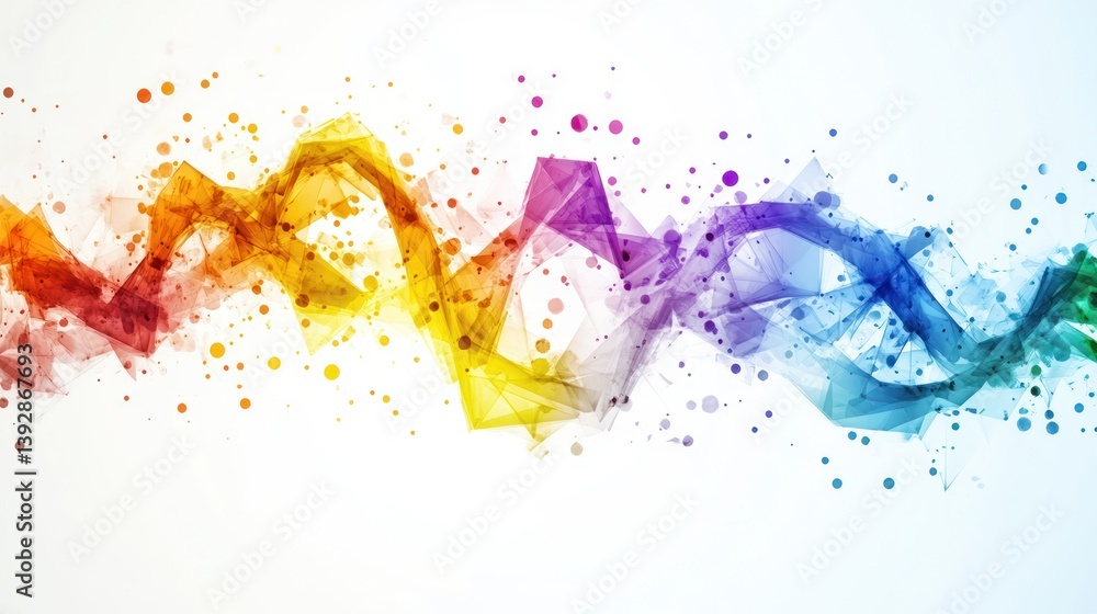 Poster abstract colorful wave design with paint splatters.