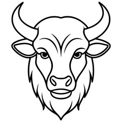 Minimalist Bison Head Line Art