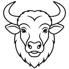 Minimalist Bison Head Line Art