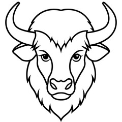 Minimalist Bison Head Line Art