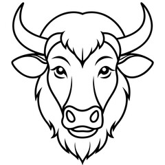 Minimalist Bison Head Line Art