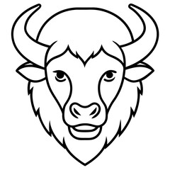 Minimalist Bison Head Line Art