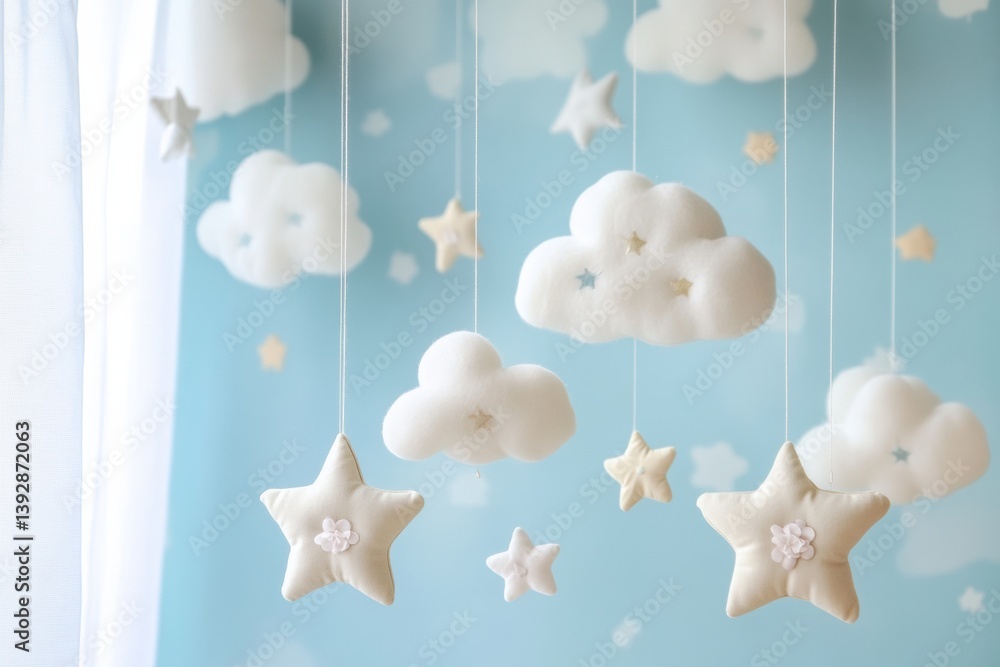 Aufkleber delicate stars and clouds creating a whimsical nursery decor for a calming atmosphere in a childs ro