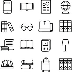 Library Icons Vector Art | Books, Reading & Knowledge Line Icon Pack