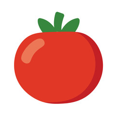 Bright red tomato with green stem, perfect for food design, healthy eating themes, cooking content, farming visuals, or educational materials for children
