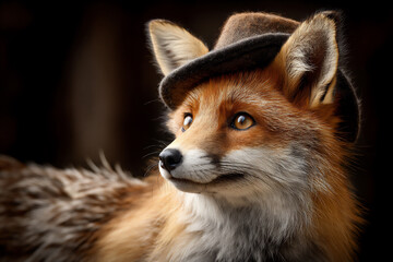 Fototapeta premium name: curious fox in a hat