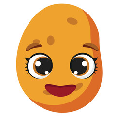 Smiling potato character with big eyes and friendly expression, great for food packaging, educational materials, children’s content and fun design projects