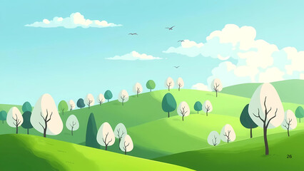 summer landscape with trees