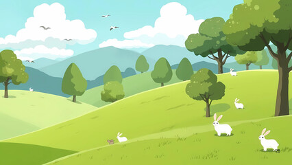 landscape with trees and mountains
